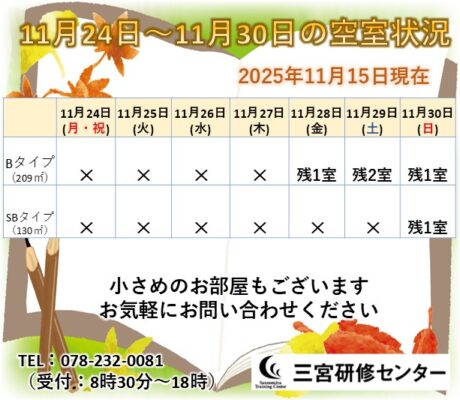 11月24日～11月30日　空室状況