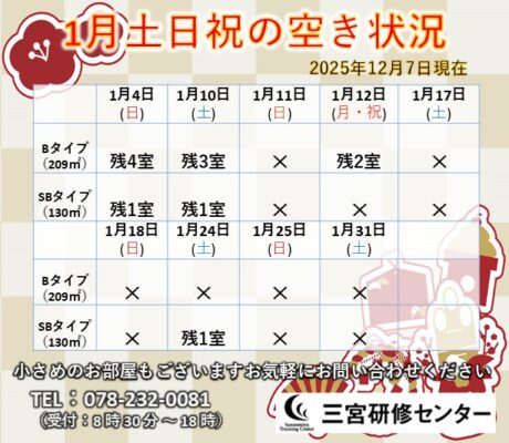1月土日祝　空室状況