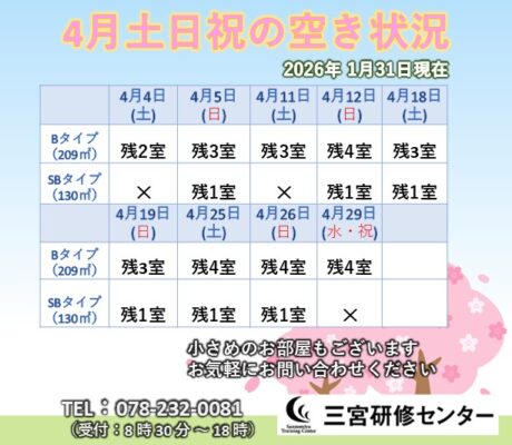 4月土日祝空室状況