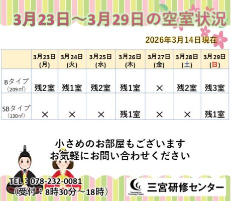 3月23日～3月29日　空室状況