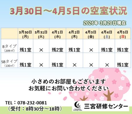 3月30日～4月5日　空室状況