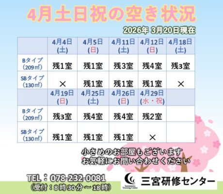 4月土日祝空室状況